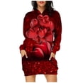 thumbnail image 1 of WEAIXIMIUNG Sweatshirts d'Automne Graphiques pour Femmes Décontracté Saint-Valentin Imprimé Rouge Col Rond à Capuche Long Hoodie, 1 of 5