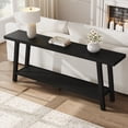 thumbnail image 1 of Extra Long Console Table for Living Room - Modern Black 2-Tier Entryway or Couch Table - Rectangular Accent Furniture - Sturdy Design - 70.87 Inches - Color: Black, 1 of 7