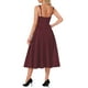thumbnail image 3 of Vestido midi sin mangas de cuello cuadrado para mujeres, vestido de fiesta elegante y clásico, color rojo vino., 3 of 6