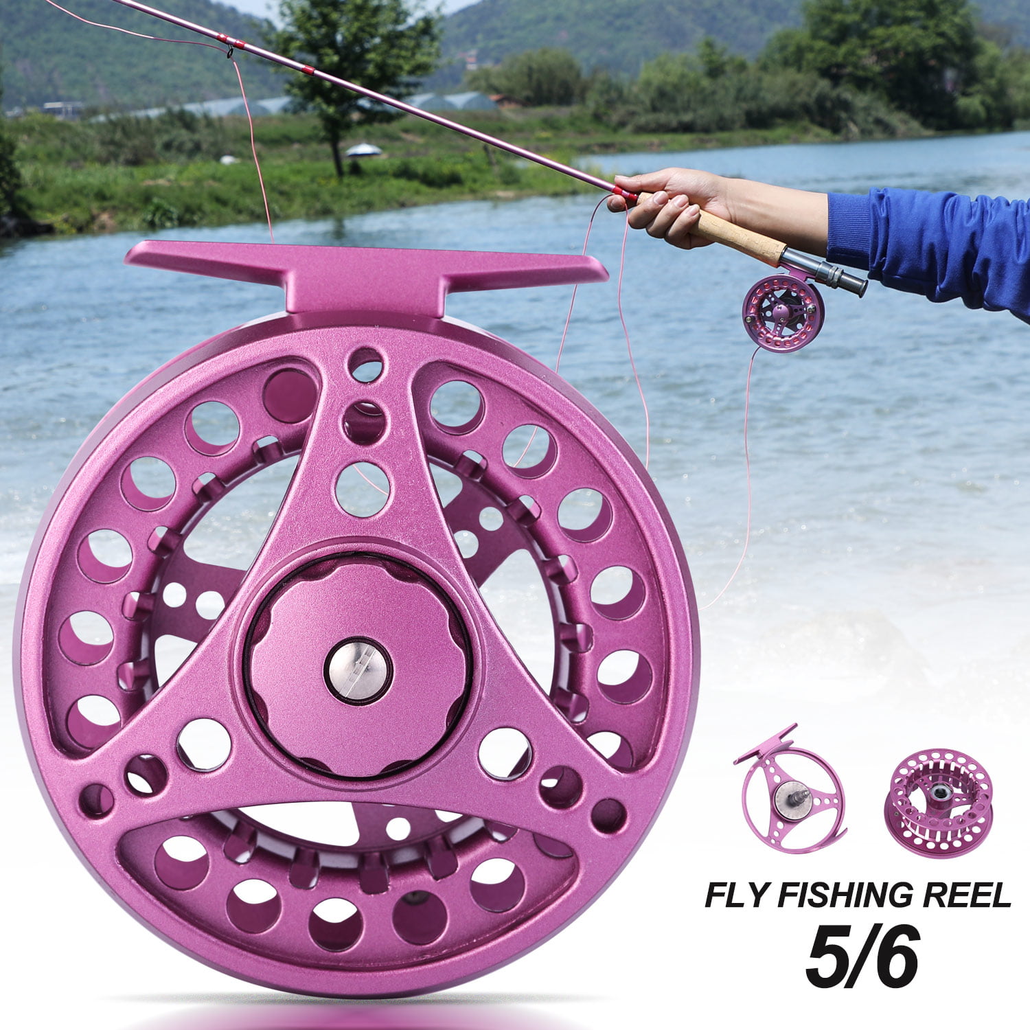 Sougayilang 2+1BB Fly Fishing Reels 5/6WT 1:1 Gear Ratio CNC-Machined Large  Arbor Fly Reel Fishing Tackle