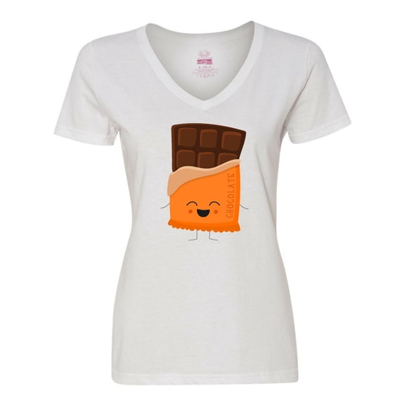Inktastic Cute Kawaii Chocolate Candy Bar Women's V-Neck T-Shirt