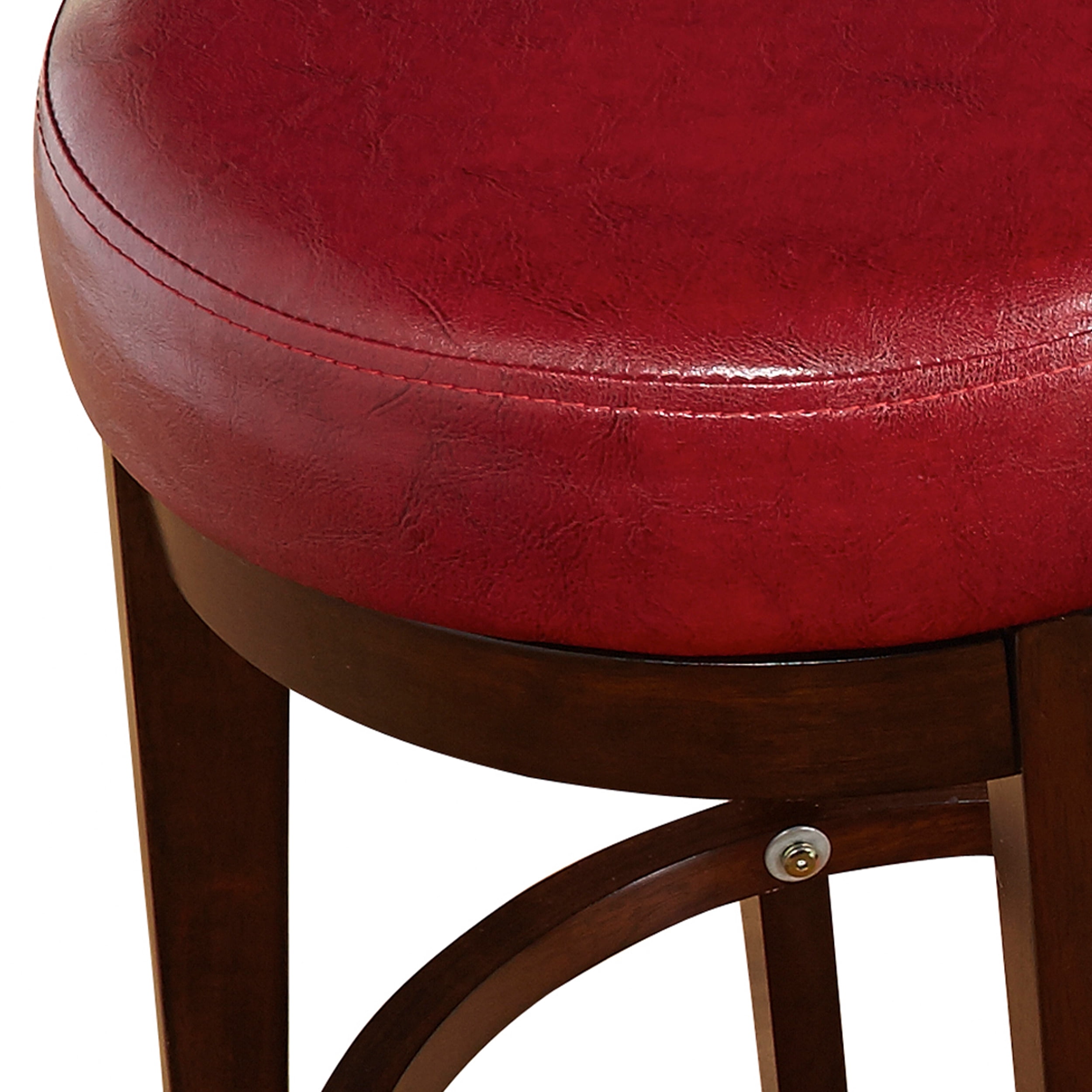TMS Avenue 24" Round Indoor Swivel Counter Stool, Rich Brown/Red Faux Leather