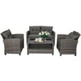thumbnail image 1 of Patiojoy 4-Piece Outdoor Patio Furniture Set Rattan Wicker Conversation Sofa Set with Coffee Table, 1 of 8