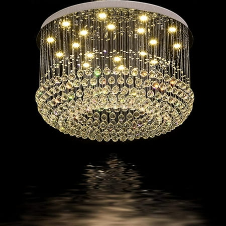 

FETCOI Luxury K9 Crystal Chandelier Round Raindrop LED Ceiling Light Fixture
