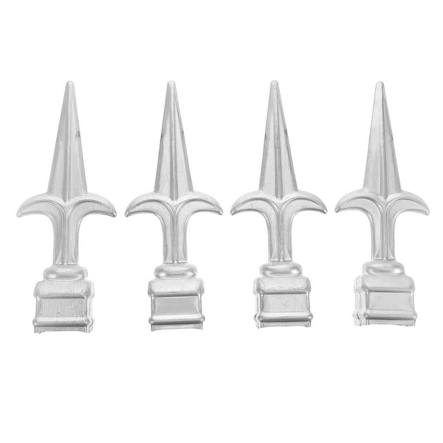 OULII 4Pcs Silver Iron Fence Finials for DIY Projects and Professional Garden Decor