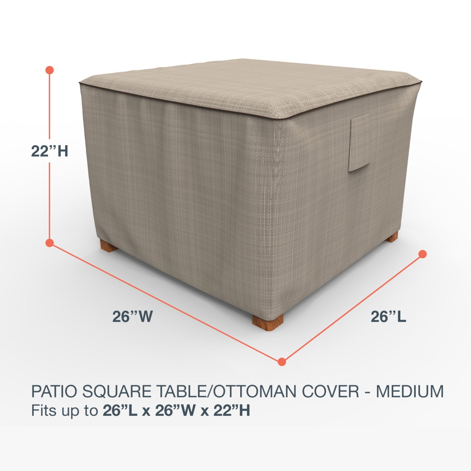 Budge Medium Black Ivory Patio Table/Ottoman Cover, StormBlock™ Mojave