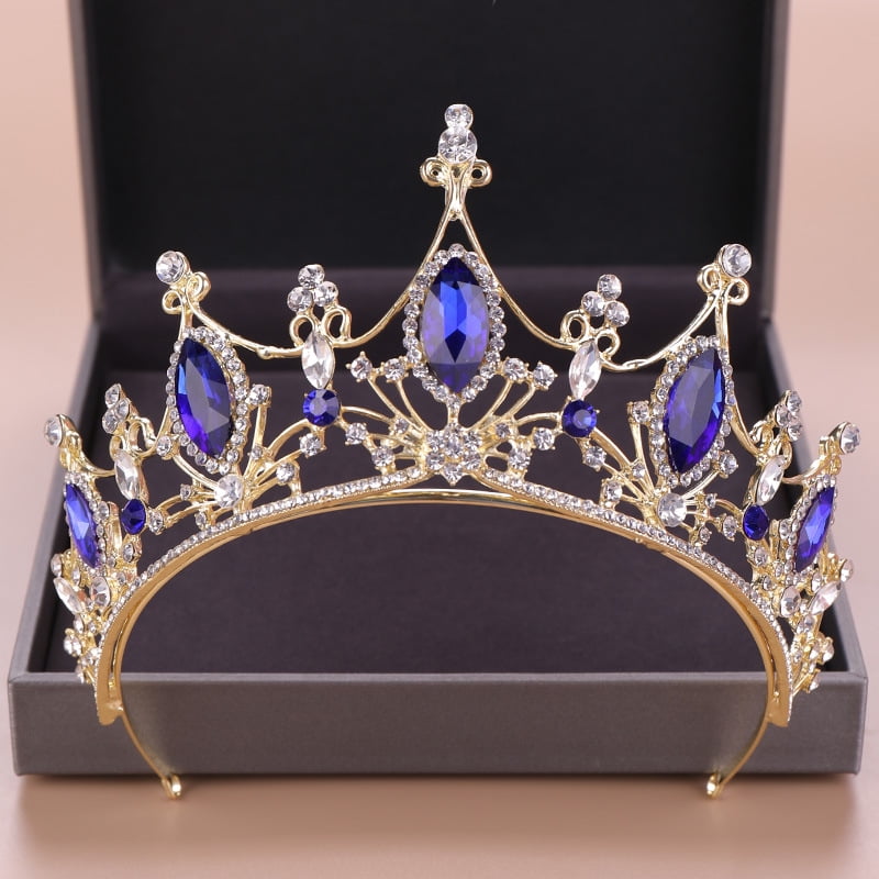 Magnificent Wedding Bridal Tiara Pageant Gold Crown Rhinestone Hair Accessories 
