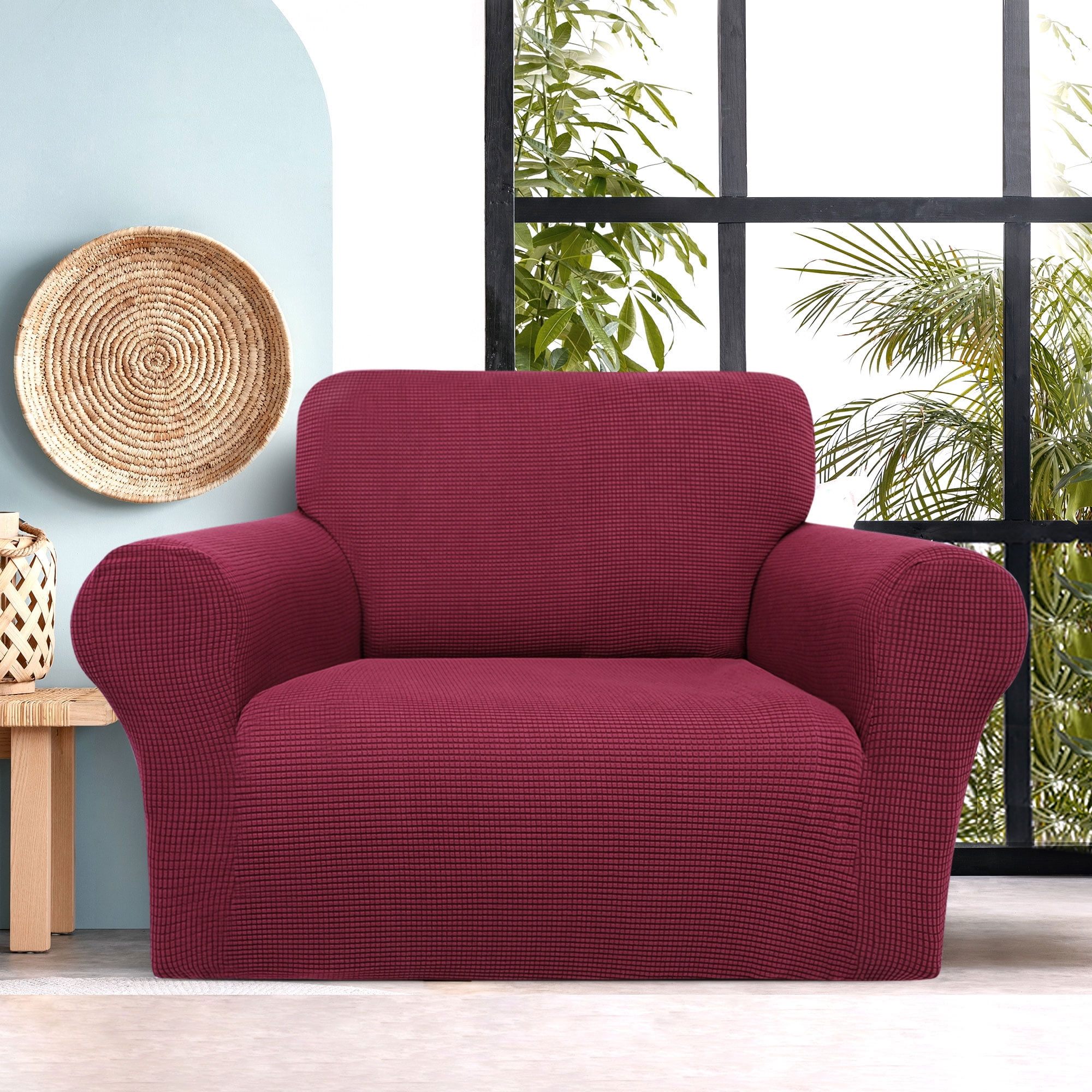 Unique Bargains Stretch Slipcover Washable Furniture Covers for Dogs Burgundy Small