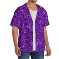 thumbnail image 2 of Fotbe Purple Glitter Camisa Estampada de Manga Corta para Hombre, Casual de Verano, Estilo Playero, Sin Arrugas-Medium, 2 of 5