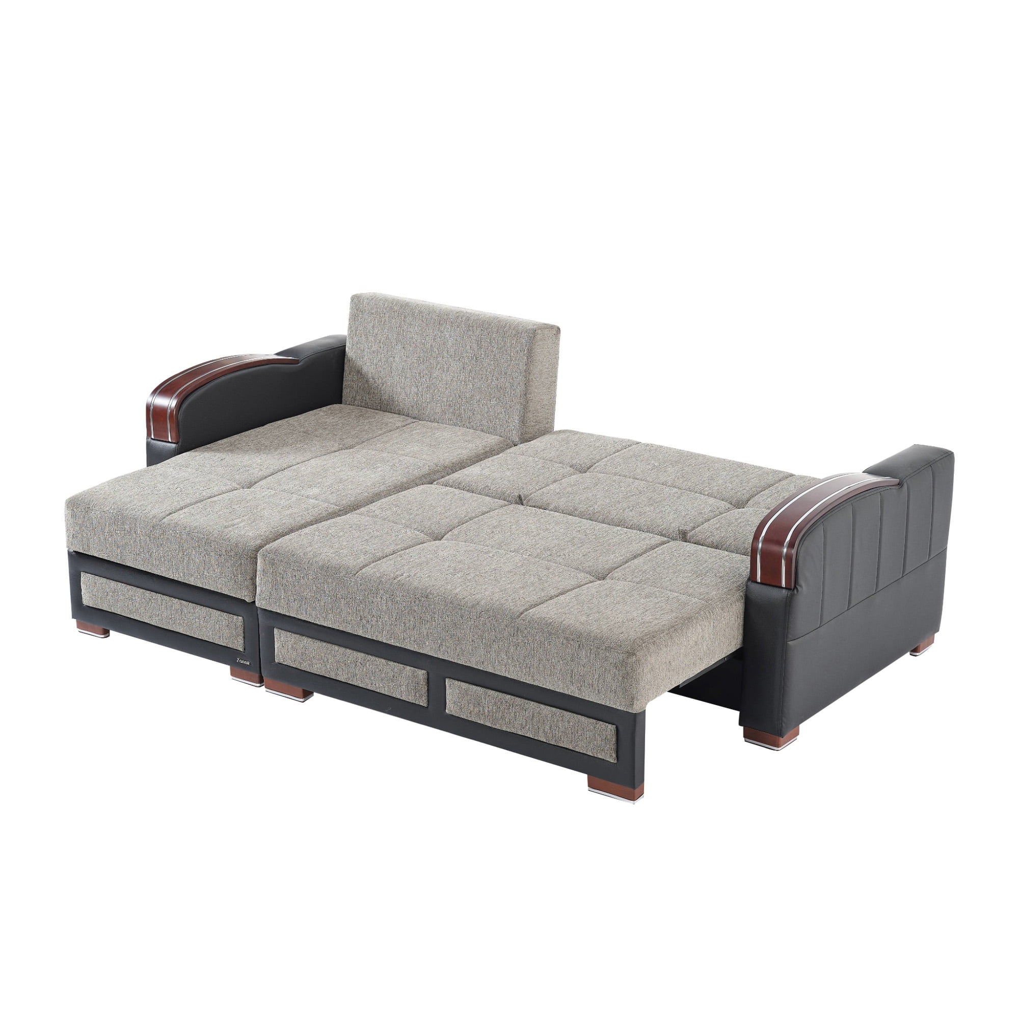 Ottomanson 96" Convertible Sectional Sofa with Storage, Chenille L-Shaped Couch for Living Room, Gray