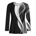 thumbnail image 4 of IROINNID Sales Fall Shirts for Women Long Sleeve Slim Fit Lightweight Print Tunic Tops V-neck Half-button Casual Tops,Black, 4 of 4
