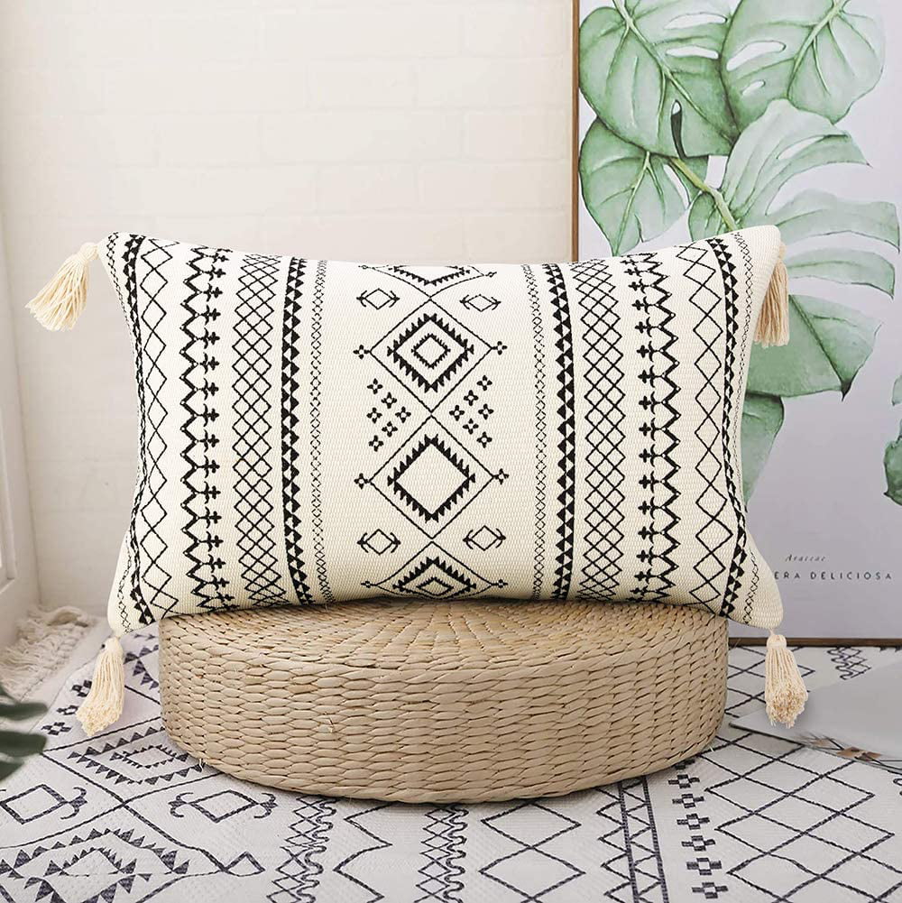 Black and cream  Boho cushion Throw Pillows Decorative Accent Cover Striped tribal ethnic textiles Home decor sofa couch cushions