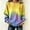 Yellow, variant on Women Sweatshirt Sevevn Crew Neck Oversized Fit Waffle Knit Gradient Tie Dye Long Sleeve Ribbed Trim Pullover For Daily Street Casual Wear