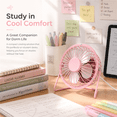 thumbnail image 5 of 4-inch mini metal fan USB Desk Fan Small Personal Air Circulator Fan Portable Electric Table Desktop Fan Rechargeable Travel Fans for Camping Office Room Outdoor Pink, 5 of 5