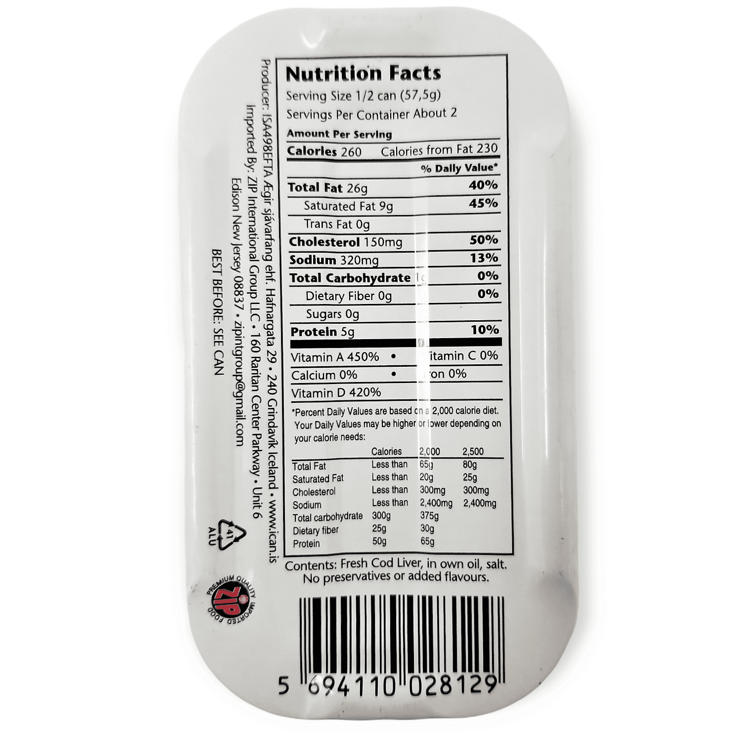 ICan Icelandic Cod Liver in Own Oil Flavor:Natural Size:Pack of 6
