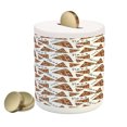 thumbnail image 1 of Pizza Piggy Bank, Pattern in Hand Drawn Doodle Style Pizzeria Menu Fast Food Delicious Gourmet Eating, Ceramic Coin Bank Money Box for Cash Saving, 3.6" X 3.2", Black and Beige, by Ambesonne, 1 of 4