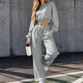 thumbnail image 6 of 2 Piece Sets for Women Lounge Sets Long Sleeve Tops Sweatshirt Wide Leg Pants Fall Casual Vacation Travel Outfits with Pockets, 6 of 6