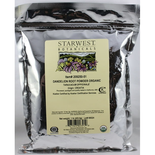 Starwest Botanicals Dandelion Root Powder, Certified Organic 1 lb, Bulk
