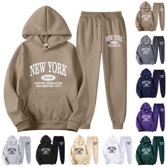 yuCgh Men's Fashion Hooded Sweatshirt and Trousers Set, Casual Two-Piece Outfit for Street Style, Lounge, and Everyday Comfort,Black L