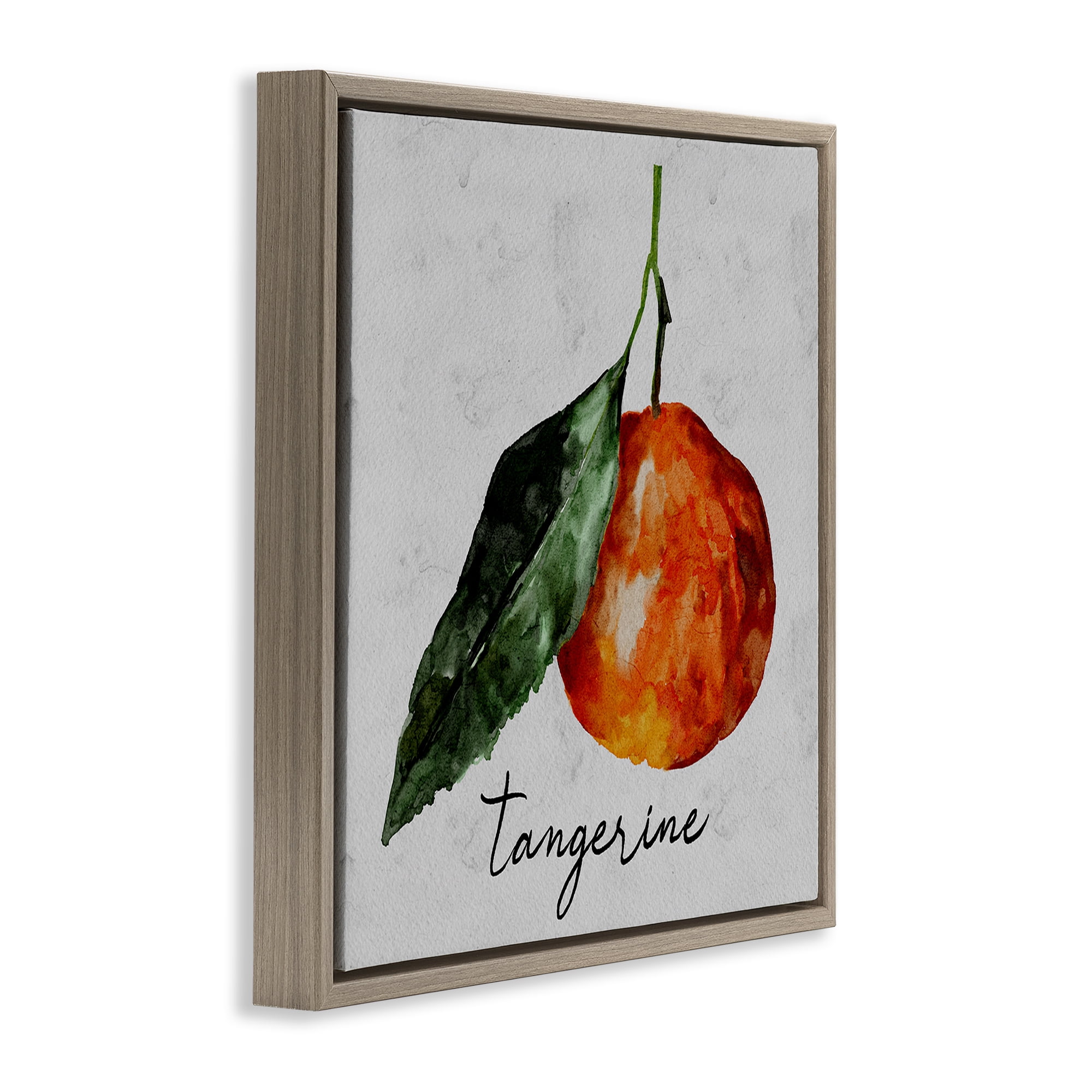 Stupell Industries Vintage Tangerine Fruit Food & Beverage Painting Brown Floater Framed Canvas Art Print Wall Art, 18 x 18