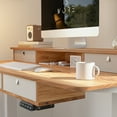 thumbnail image 3 of FEZIBO 63 x 24 Inch Height Adjustable Electric Standing Desk with 4 Drawers, Stand Up Table with Storage Shelf, Sit Stand Desk with Splice Board, White Frame/Light Rustic Brown Top, 3 of 8