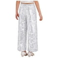 thumbnail image 2 of TiaoBug Kids Girls Sequin Pants Sparkly Wide Leg Trousers Hip Hop Jazz Dance Disco Party Rave Outfits Silver 12, 2 of 5