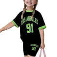 thumbnail image 3 of MEZZALL Girls Letter Print 2 Piece Outfit Set, Contrast Short Sleeve Tee & High Waist Shorts Matching Tracksuit, Soft Casual Summer Sport Outfit for Toddler Little Girls Versatile Clothes Sets, 3 of 3
