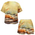 thumbnail image 3 of Thanksgiving Pumpkins Pajama Set for Women 2 Piece Sleepwear Loungewear Short Sleeve, 3 of 7