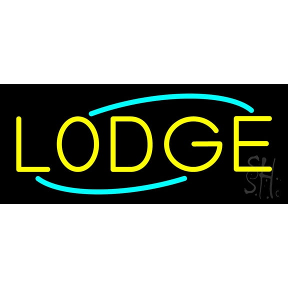Yellow Lodge LED Neon Sign 10 x 24 - inches, Black Square Cut Acrylic Backing, with Dimmer - Bright and Premium built indoor LED Neon Sign for Defence Force.