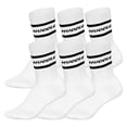 thumbnail image 1 of HUDDLE Calcetines Unisex, pack de 6 – Rayas, logo, crew, calcetines deportivos, color liso Blanco 39-42, 1 of 3