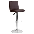 thumbnail image 1 of Contemporary Brown Vinyl Adjustable Height Barstool with Panel Back and Chrome Base, 1 of 6