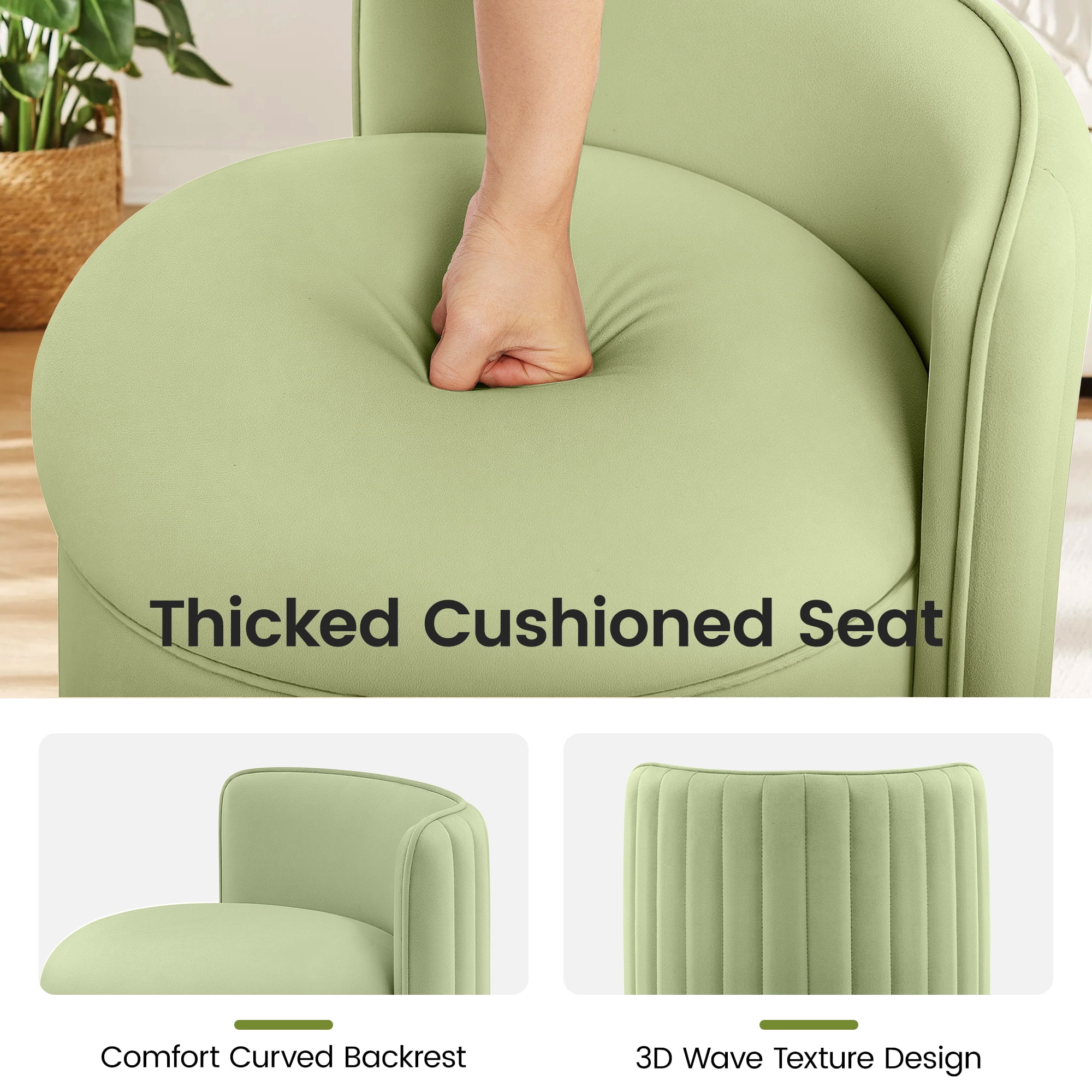 COOLHUT Vanity Chair, Upholstered Vanity Stool with Storage, Velvet Swivel Accent Chair, No Assembly Small Accent Stool, Makeup Chair for Bedroom, Living Room and Dressing Area, Green