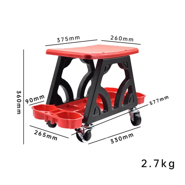 pitrice Tabouret de Detailing pour Voiture Tabouret de Mécanicien avec Rangement pour Réparation Automobile Rouge