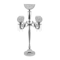 Dwellnix NEW Silver 5 Arm Candelabras Centerpieces Table 35 Inches Tall Candle Stand