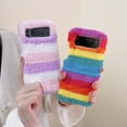 thumbnail image 6 of Fuzzy Fluffy Cases Compatible with Samsung Galaxy Z Flip 4 - Cute Furry Plush Fur Phone Cases for Girls Women Winter Warm Soft Back Shockproof Protective Cover for Z Flip 4 5G,Pink, 6 of 7