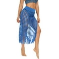 thumbnail image 2 of Fesfesfes Skirts for Women Solid Swimsuit Bohemian Hollow Weave Tassels Cover Up Bikini Swimwear Beach Cover-Ups Wrap Skirt, 2 of 5