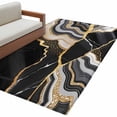 thumbnail image 2 of Black Gold Marble Washable Area Rugs 4'x6', Glitter Geometric Marble Foil Texture Low Pile Throw Living Room Rug Non-Slip Sturdy Edge Binding Carpet for Indoor Entryway Bedside Kitchen, 2 of 9