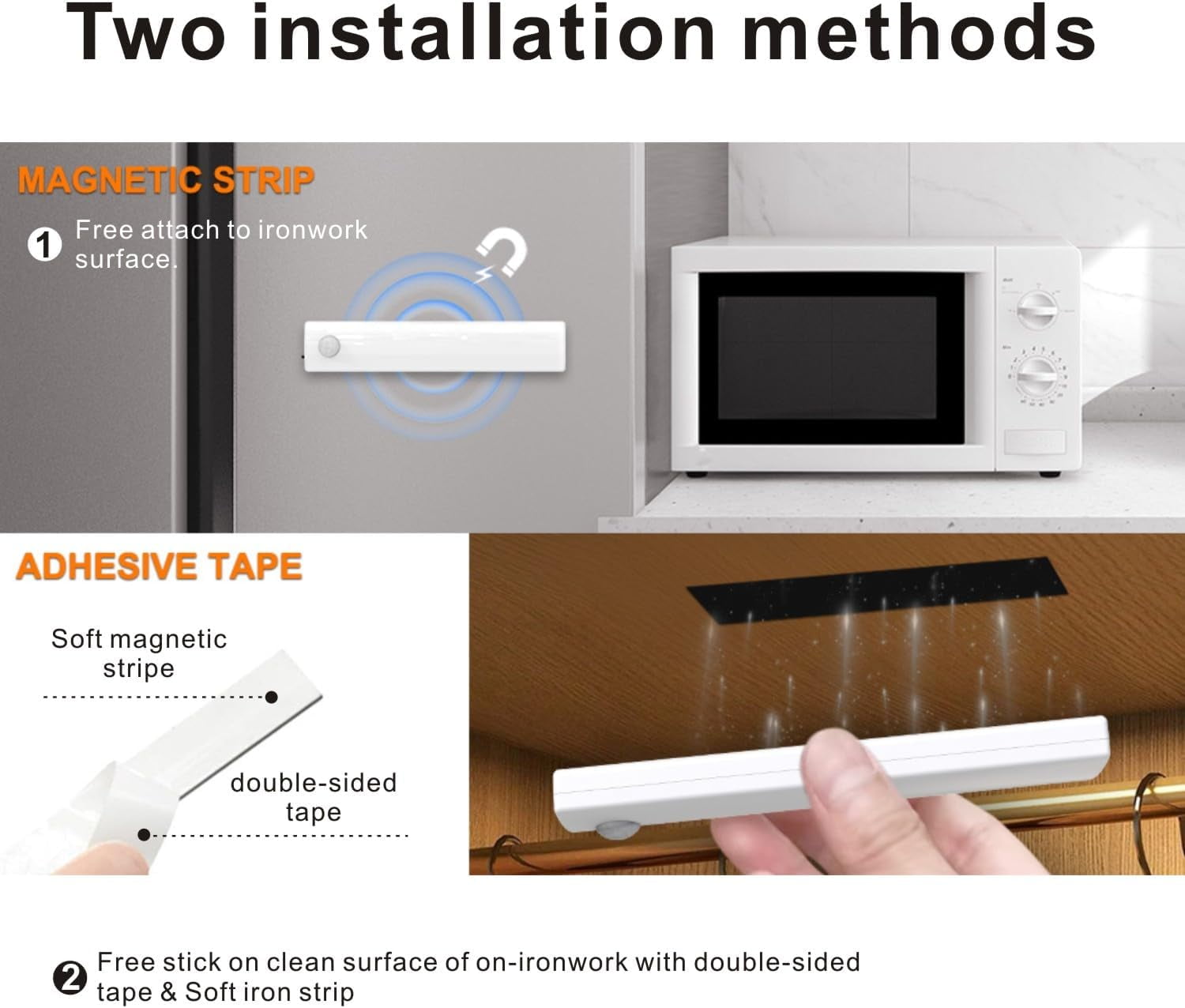 Anmeery Under Cabinet Light Wireless Motion Sensor Light Indoor Rechargeable Magnetic Closet Lights