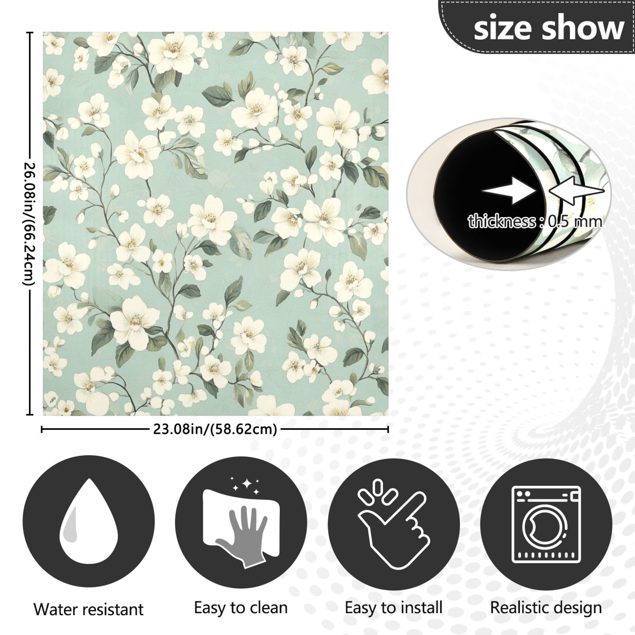 Dishwasher Magnetic Sticker 23x26 Inch Refrigerator Magnetic Sticker Washing Machine Magnetic Sticker Kitchen Panel Magnetic Sticker Home Decor Cool Beautiful White Flowers