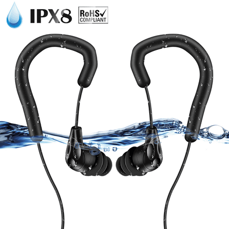 AGPTEK IPX8 Waterproof Headphones Sport In-Ear Earbuds, Perfect for Swimming,Marine Sport,Running,Gym (Best Waterproof Earbuds For Swimming)