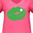 thumbnail image 3 of Inktastic St. Patrick's Day Lucky Lips with White Shamrock Women's Plus Size V-Neck T-Shirt, 3 of 4