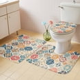 thumbnail image 2 of Boho Morocco Bath Mat 3 Piece Bathroom Rug Set, Retro Farmhouse Ethnic Neutral Aesthetic Non Slip Bath Rug Contour Mat and Toilet Lid Cover, Absorbent Shower Mats Soft Bath Rugs and Mats Sets, 2 of 8