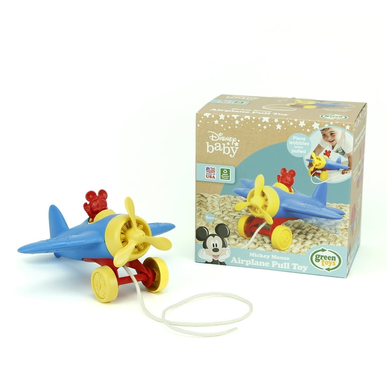 Green Toys Disney Baby Mickey Mouse Airplane Pull Toy Unisex for 6m Toddlers Walmart
