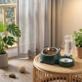 thumbnail image 4 of Dog Bowls, Cat Food and Water Bowl Set with Water Dispenser and Stainless Steel Bowl for Cats and Small Dogs - Dark Green, 4 of 4