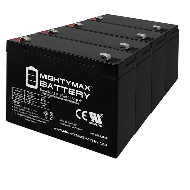 6V 12AH F2 Battery Remplacement pour Elan EDGB6V EL - Pack de 4