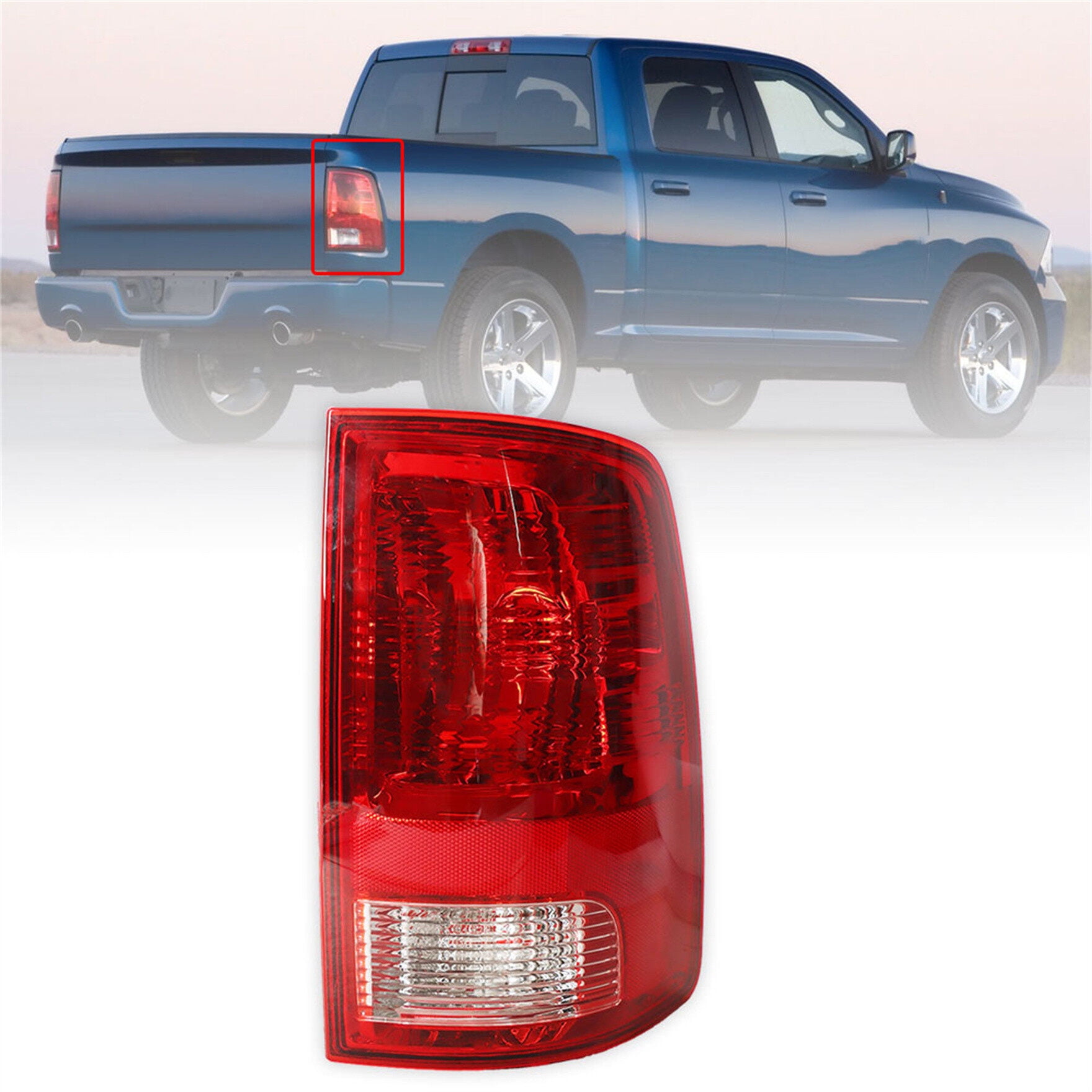 Passenger Side Rear Brake Tail Light Assembly Replacement for 2009-2018 Dodge Ram 1500 2500 3500 Right Tail Lamp 55277414AF CH2819124