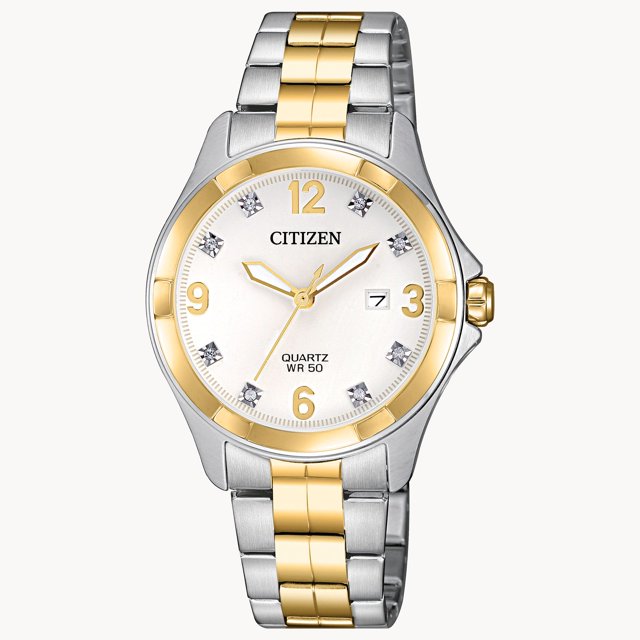 Citizen Reloj de cuarzo para mujer, acero inoxidable, vidrio, Gris, Movimiento de cuarzo Citizen EU6084-57A 1