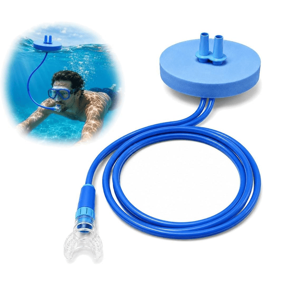 Swimming Snorkel Underwater Breathing Tube with Float Head Long Swim Pipe Full Dry Set Upgraded Anti Leak Top Snorkeling Gear Silicone Mouthpiece Diving Lightweight