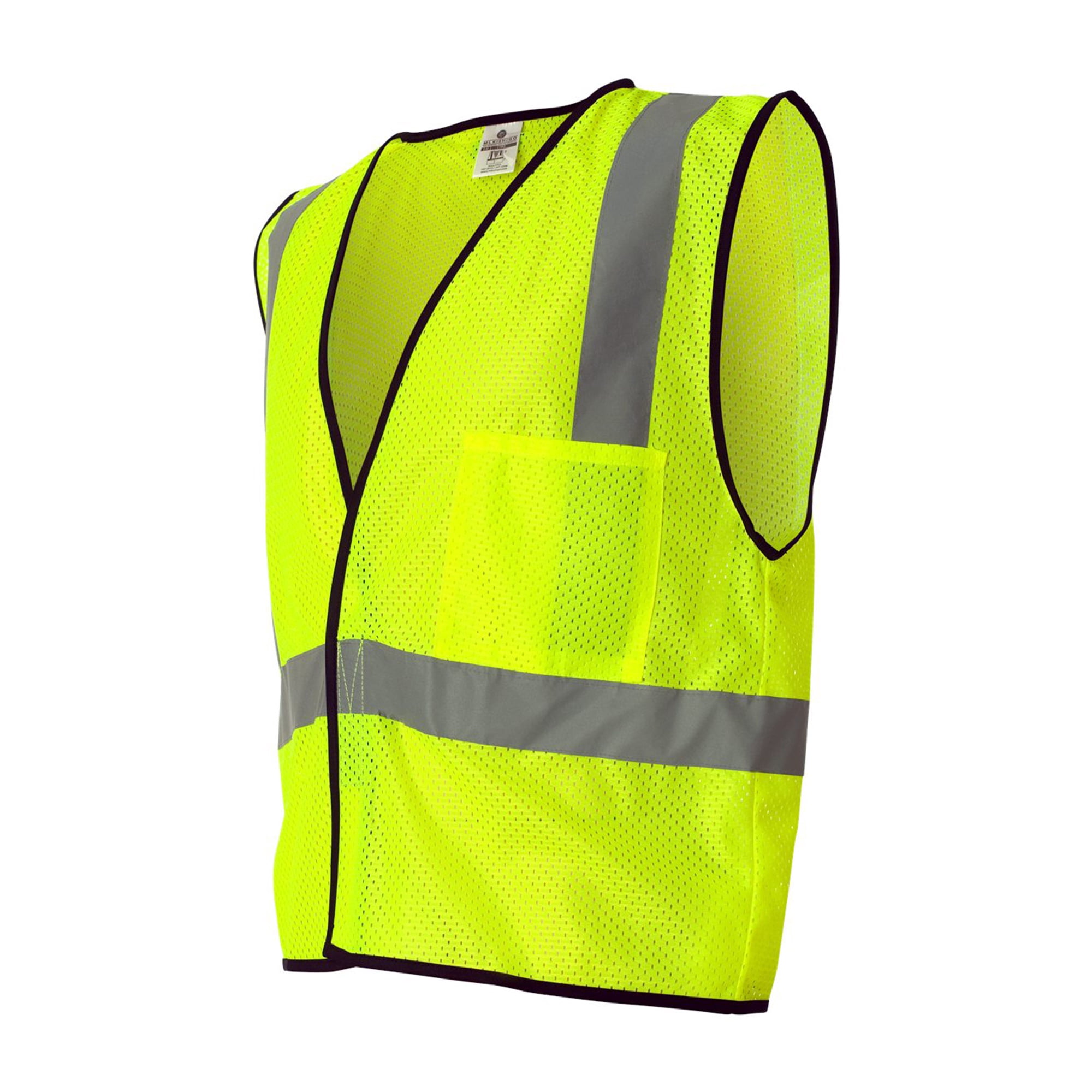 Kishigo - High Visibility Reflective Safety Vest Lime Color, Hook and Loop Closure, Single Pocket, Size: L, Pack-6