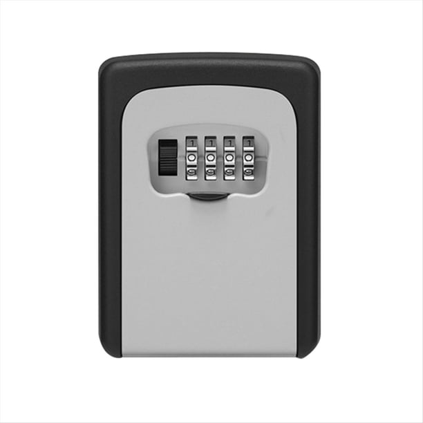 Caja de Bloqueo Llaves para Montaje en Pared, Caja Bloqueo Combinación para Exteriores de 4 Posiciones, Llaves Casa, Caja Bloqueo de Almacenamiento Seguro para Llaves, Negro-Gris